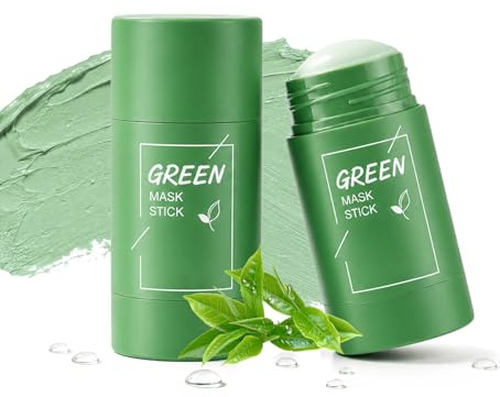 2 Piezas Mascarilla en Stick Té Verde,Limpieza Facial Profunda,Eliminación de Puntos Negros,Control de Grasa,Mascarilla de Arcilla Purificante para Piel Mixta y Grasa,Hidratante