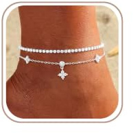 ZHESHY Fußkettchen Damen Silber 925 Gold Wasserfest Fussketten für Frauen | 18K Vergoldet Verstellbar Fußkette mit Herz Zirkon Kleeblatt,Knoten Schlangenkette,Sommer Schmuck Boho Strand Geschenke