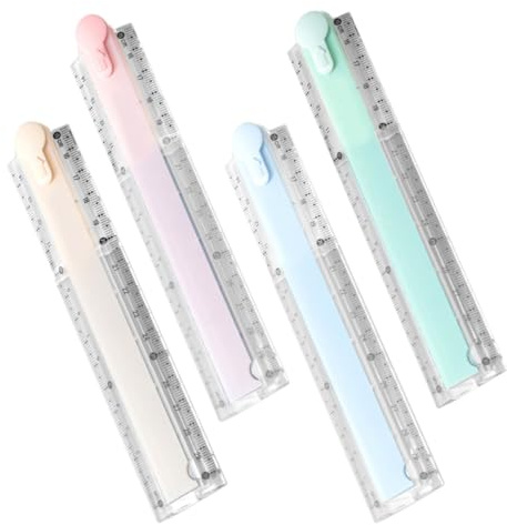 SHERCHPRY 4 Piezas Regla de Plástico Plegable de 30cm con Diseño Geométrico Multifuncional para Estudiantes, Medición Precisa y Uso en Aula o Tareas Escolares