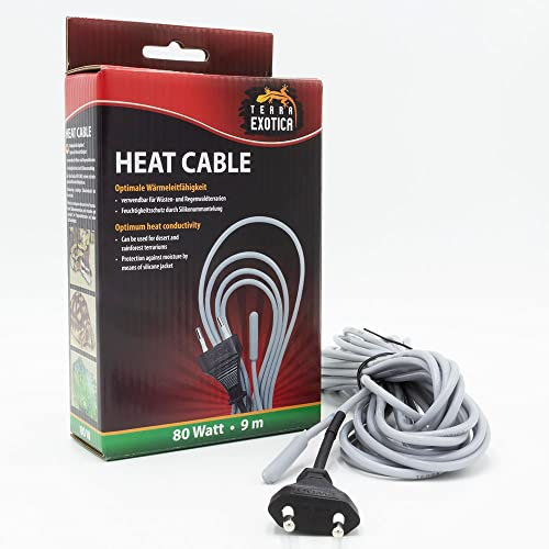 Terra Exotica Heizkabel - 80 Watt / 9 m Heat Cable - Bodenheizung für Terrarien - Terrarium Heizung - Silikonheizkabel für optimale Wärmeleitfähigkeit
