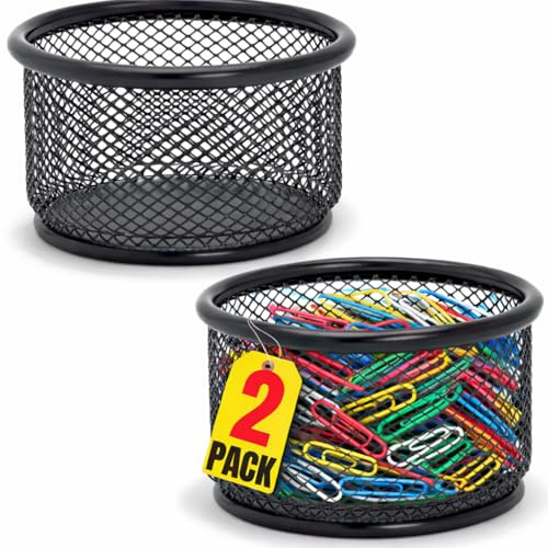 1InTheOffice Mesh Paper Clip Holder For desk, Paperclip Holder (2 Pack)