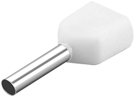 Heschen TE0508 - Puntali a doppia estremità a filo AWG 22 x 2/0,5 mm²*2, connettori a crimpare per cavi, terminali pre-isolati, lunghezza 8 mm, bianco, confezione da 1000