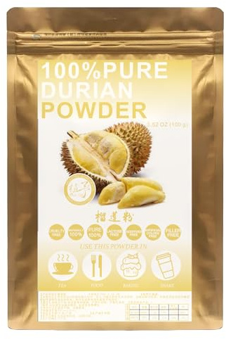 Plant Gift 100% Pure Natural Durian Powder 榴莲粉 Måltidspulver, frystorkad, DurianJuicepulver, Glutenfri, frystorkad Durian | Icke-GMO & Vegan 100G durianfruktpulver