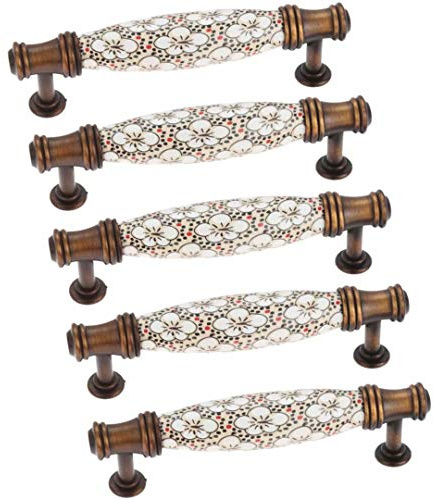 Creatwls 5 Stück Klassike Kleiderschrank Zieht Griffe Kommodengriff Schlafzimmer Bogengriffe Möbelgriff Schubladegriff Bügelgriff Kabinett Knöpfe, Einloch/BA 96mm/128mm