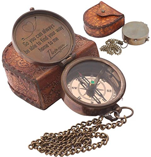 Compass – Brass Directional Vintage Compass Engraved with “Find Your Way Back to Home” Inspirational Gifts for Women/Men Baptism 2026 Communion Christian Motivational Quote
