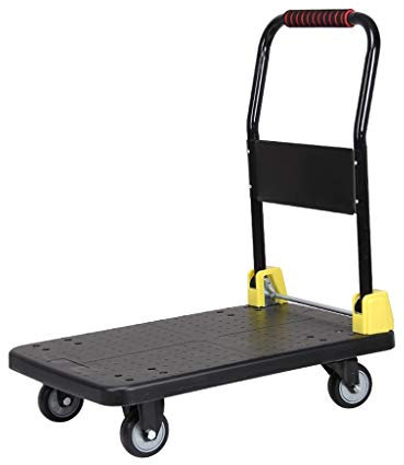 GXYAWPJ Folding Aluminium-Plattformwagen Pritschen Wagen mit Secure Bremsen Swivel Gummilager Räder Rollwagen Dolly Hand Truck Trolley 330 lbs (Size : 89x59x86cm)