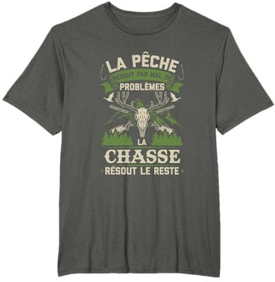 T-Shirt Chasse pour Homme Sanglier Cadeau Chasse Hommes T-Shirt