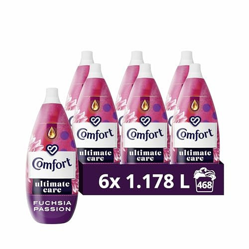 Comfort Ultimate Care Fuchsia Passion Ultra-Concentrated Fabric Conditioner 468 Washes for Complete Clothes Protection (6 x 1.178 L)