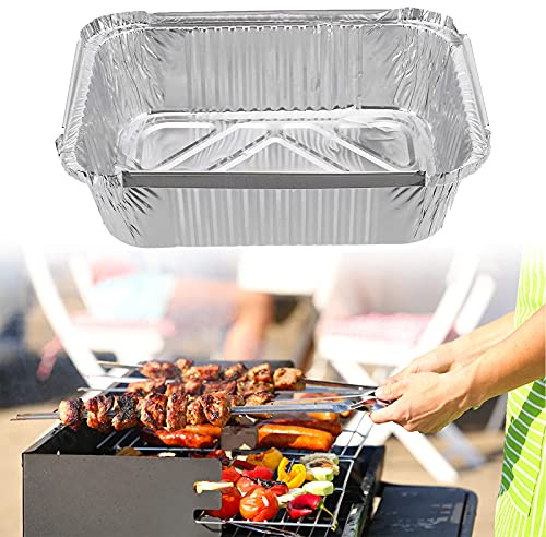 Hifrom Aluschalen Grillschalen Aluminiumschalen mit 30 Stück, Einweg Backform Aluminium Tropfschalen Grillschale Perfekt für Rösten, Kochen, Backen, Ofen, Auflaufform Klein (150*120*50MM Ohne Deckel)