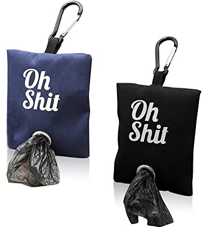 Haustierkotbeutelspender, tragbarer Hundekotbeutelhalter für Leine, Hundekotbeutelbehälter mit Metallclip zum Spazierengehen, Laufen oder Outdoor-Zubehör (Schwarz, Blau)