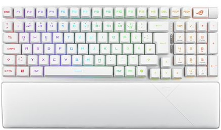 ASUS ROG Strix Scope II 96 RX Wireless White kabellose optische Gaming-Tastatur (Bluetooth, 2,4 GHz, kabelgebunden USB, Streaming-Hotkeys, ROG RX Optical Switches, ROG-Tastaturstabilisatoren, weiß)