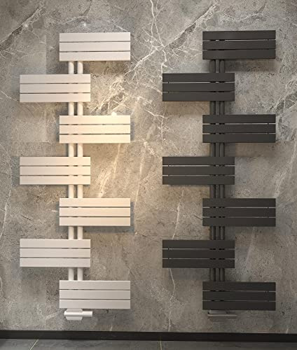 MC Heat Design Badheizkörper Paneel mit Anschluss links oder rechts | Heizkörper mit versetztem Mittelanschluss (500 x 1150 mm, Weiß (RAL 9016))
