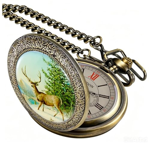 Classic Copper Design Hand Winding Mechanical Roman Number Steampunk Pocket Watch Mens Watches with Chain&Box