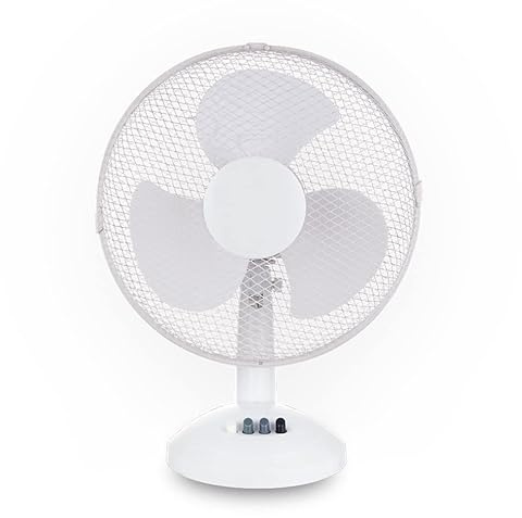 ACCURATE 12 INCH Lightweight, Portable Desk Fan with 3 Speed, Wide Oscillating, Powerful Airflow Low Noise, Perfect for Office or Bedroom - White