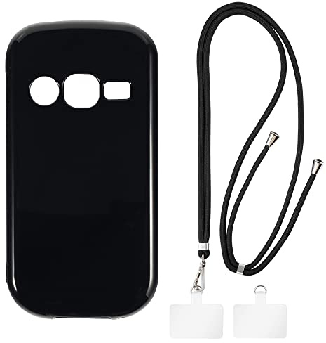 Case and Lanyard for Doro 1360 - Black+Black | 2.4 Set Including Protective Cover & Detachable Crossbody/Neck Strap with Metal Buckles and 2 Patches