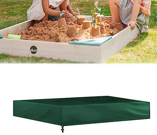 Outdoor Sandbox Cover, Waterproof Sunscreen Sandboxes Sandpit Cover Square Protective Cover Beach Sandbox Canopy with Drawstring for Sand and Toys Away (120 * 120CM, Green)