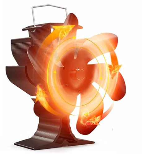 Signstek Kaminventilator, 6-Blättern Ofenventilator ohne Strom, Wärmebetriebener Kaminlüfter, Leiser Ofen Ventilator, stromloser Hitzebetrieben Kamin Ventilator für Brennholz/Feuerstelle/Kaminofen