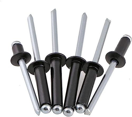 Befestigungselemente, Nieten, Schrauben, Muttern, Nieten, schwarze Aluminiumnieten, offene Blindnieten, Blindnieten aus Aluminium, Zugnieten M3,2 x 16 mm-M5 x 6,4 mm, robust und langlebig (Stammlänge: