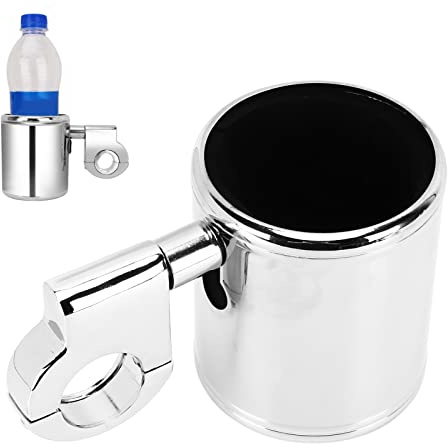 Ldafava Motorrad Getränkehalter, Universal Trinkflaschenhalter für ATV, Rostfreier Kaffeebecherhalter mit Chromgriff für 22–32 mm Griffe, Kompatibel mit Lenkerdurchmesser 22-32mm