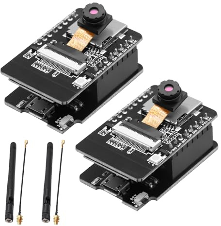 APKLVSR ESP32-CAM WiFi Bluetooth Entwicklungsplatine, ESP32 2.4G DC 5V Dual-Core Board mit OV2640 Kamera TF Card mit Antennen IPEX für Arduino(2 Stück)