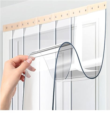 Türvorhang aus PVC-Streifen, Thermisch isolierter, durchsichtiger Kunststoff-Vorhangsatz mit 3,5 cm Überlappung, wasserdichte Trennwand aus weichem Glas für Werkstattlager (Farbe: