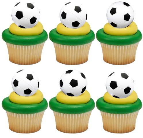 Gyufise 10Pcs Soccer Cupcake Toppers Foam Soccer Ball Cupcake Picks Football Cake Topper for Kids Sport Theme Birthday Party Baby Shower Cake Decorations Supplies