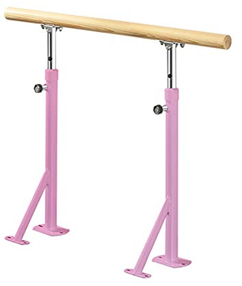 ISCBAFYX An der Wand montierte Ballettstange, Fitnessstangen aus massivem Holz, höhenverstellbare horizontale Tanzstange für Zuhause und Studio (Rosa 1,5 m)