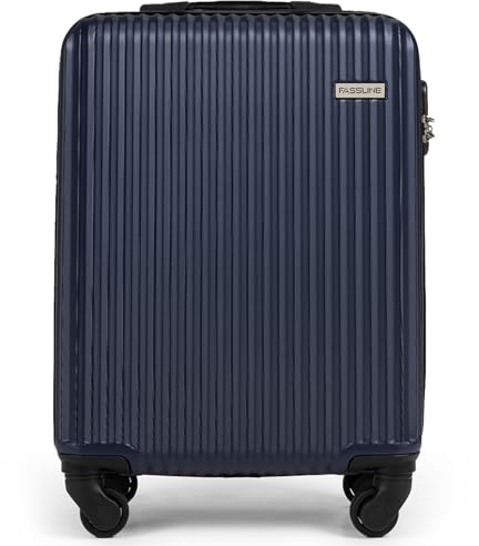 FASSLINE Kabinenkoffer 55x39x20 cm, 36l, Reisekoffer Handgepäck, Hartschale aus ABS, Vier 360°-Spinner-Rollen, Zahlenschloss, Teleskopgriff, Größe M, Hartschalen-Koffer Trolley Rollkoffer, Dunkelblau