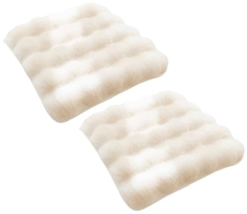 Xafrstyu Flauschige Kunstfell Sitzkissen, rutschfeste Plüsch Stuhlauflagen für Küche, Büro, Esszimmer, Weiß, 2er Set (40X40CM)