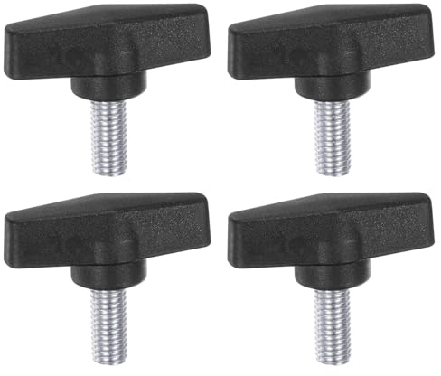 QUARKZMAN 4 Stück T-Flügelknöpfe M10 x 20mm Metrische männliche Gewindestifte 55mm T-Kopf Kunststoffknöpfe Griffe Daumenschrauben Handspannknopf Griff Daumenschraube, Schwarz