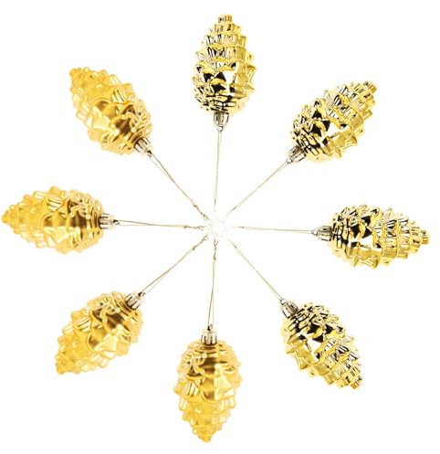 Warmhm 8stücke Vintage Weihnachten Tannenzapfen Ornamente Für Baum Tannenzapfen Ornament Gold Weihnachten Anhänger Bruchsicher Kunststoff Weihnachtsbaum Dekorationen Hängen Ball Für Urlau