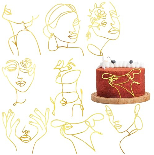 Jaczora 8PCS Gold Acrylic Birthday Queen Cake Toppers, Cake Decoration Party Supplies