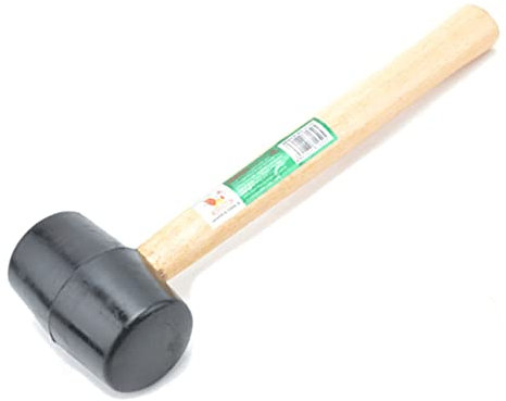 UKCOCO 300g Gummihammer Elastischer Gummihammer Schwarz Mit Hartholzschaft Stoßfester Doppelkopfhammer Für Holzarbeiten Und Fliesen