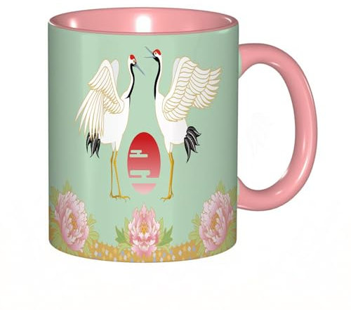 EKLMPS Tazas de Café,Taza de Cerámica para Té y Café,330ml/11oz,Regalos original,Aniversarios,nupical,desayuno,Románticos, Grulla inmortal Kokusaiki