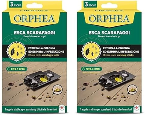Orphea, Esca Scarafaggi, Insetticida Gel per Blatte, Estirpa la Colonia ed Elimina l'Infestazione, Confezione da 6 Pezzi