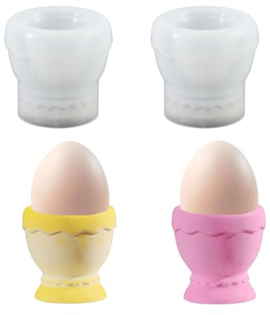 Yalulu 2Pcs Easter Egg Holder Resin Casting Molds, Silicone Egg Holder Mold, Egg Cup Silicone Moulds Egg Casting Molds