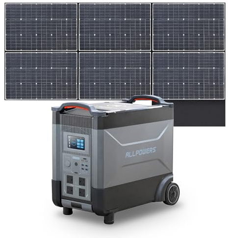 ALLPOWERS R4000 Portable Power Station + SP039 600W Solar Panel, 3456Wh LiFePO4 Battery, 4000W AC/100W USB-C Output Portable Home Battery, 1 Hr Fast Charge Solar Generator for Outdoor Camping