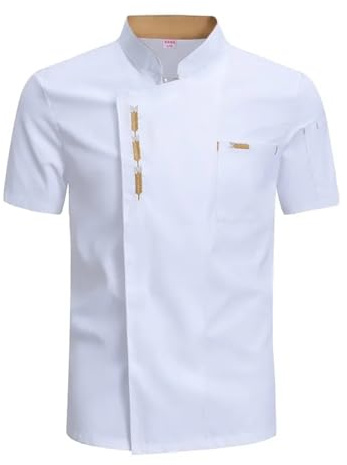 Giacca Cucina Uomo Giacca da cuoco Catering Cucina Camicia bianca Ristorante Cucina Chef T-shirt Panettiere Divisa da lavoro Cameriere Hotel Vestiti Tuta da bar Per Ristoranti Per Cucine Per Hotel(WHI