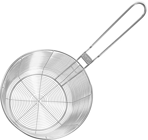 QUMIIRITY Cestello Scolapasta in Acciaio 12 Cm Manico Agganciabile e Foro Per Appendere, Cestello Per Pasta e Fritti, Scolapasta Leggero Per Cucina Domestica e Professionale