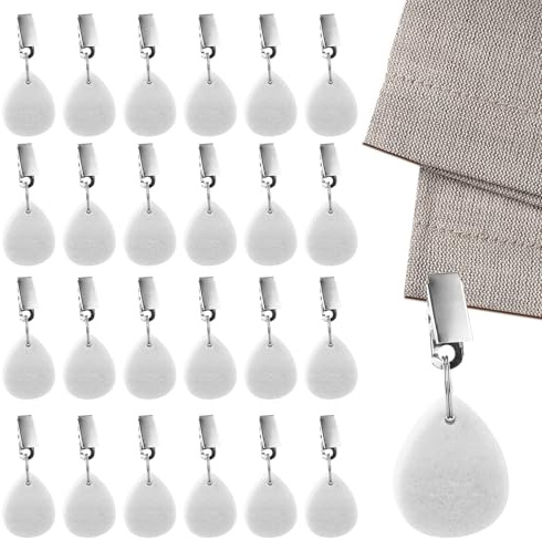 24 Stück Tischdeckenbeschwerer für Draußen, Naturstein Tischtuchbeschwerer Tischdecke Gewichte Outdoor Gewicht Tischdecken Beschwerer Tischtuchklammern für Draußen Picknicks Partys (Weiß)