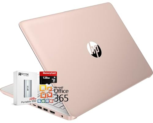 HP Computer portatile HD sottile e leggero da 14 pollici, processore Intel N150 (beat N4120), 8 GB di RAM, 256 GB di memoria (128 GB UFC+128 GB MicroSD), Office 365 1 anno, Copilot AI, WiFi 6, BT 5.4