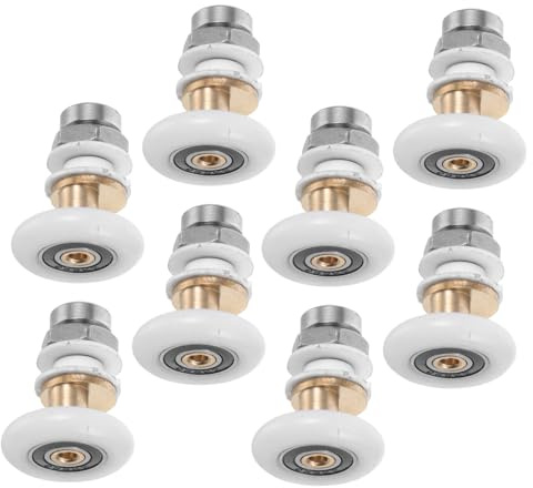 OSALADI Shower Door Rollers Replacement 8pcs Nylon Sliding Glass Rollers Quiet Smooth Bathroom Sliding Door Wheels for 4-6mm Glass Shower Screen Parts