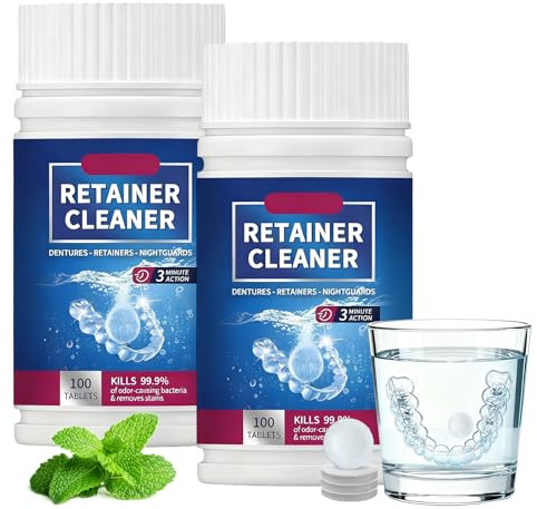 200 PCS Retainer Cleaner Tablets,Retainer Cleaning Tablets,Removes Stains and Odours,Perfect for Fresh Breath,Safer,Simpler and Faster (6 Months Supply)