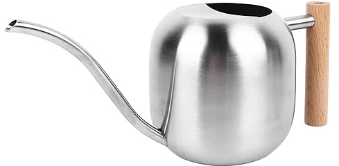 Haofy Regadera de Pico Largo de Acero Inoxidable de 1200ML para Plantas de Interior, Regadera de Flores con de Madera Antideslizante