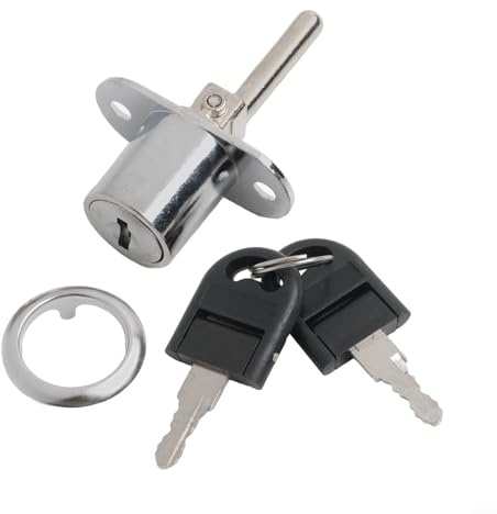 Pumixiy Verrou de tiroir de 19 mm de diamètre pour bureau, casier, vitrine, serrure de sécurité à clés différentes, avec rotation à 180 degrés, noir et blanc