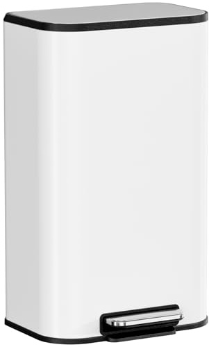 Clevich 30 L/ 50 L Kitchen Bin w/Soft-Close Lid, Square Kitchen Trash Can | Stainless Step Waste Bins, Foot Pedal, Removable Inner Bucket & Handle, Fingerprint-Proof, Kitchen, Office