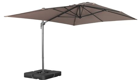 sweeek - Parasol déporté rectangulaire 3x4m taupe + dalles à lester 50x50cm - Antibes