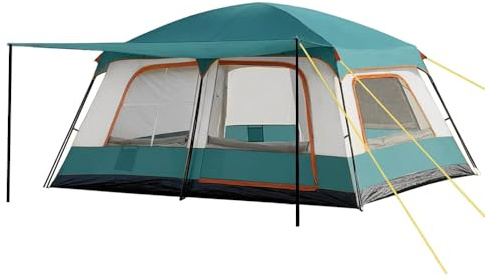 Familienzelt für 4 Personen, Tunnelzelt mit 2 Schlafkabinen und Vorzelt, 10 Min Schnellaufbau, 3000 mm wasserdichtes Campingzelt mit UPF 50+, leichtes Zelt für Familien-Camping und Outdoor