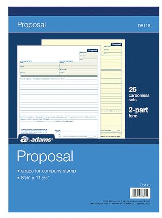 Adams Proposal Book, 2-Part with Carbon, 8.38 x 11.44 Inches, White, 50 Sheets (D8118)