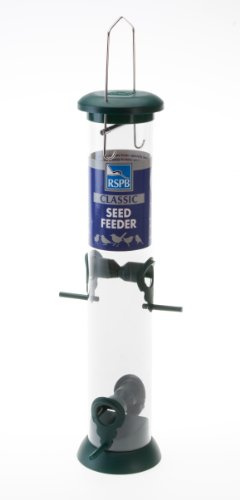 RSPB 68482597 Hanging Classic Seed Feeder for Mix Seed Blends,Nyjer Seed, Sunflower, Supporting the Charity, Easy Clean for Garden & Outdoor use,15 inch,Multicolor,Medium